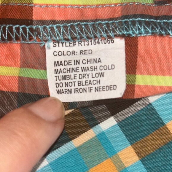 Rockies Orange and Blue Plaid Button-Up Shirt - Size M - Picture 12 of 13